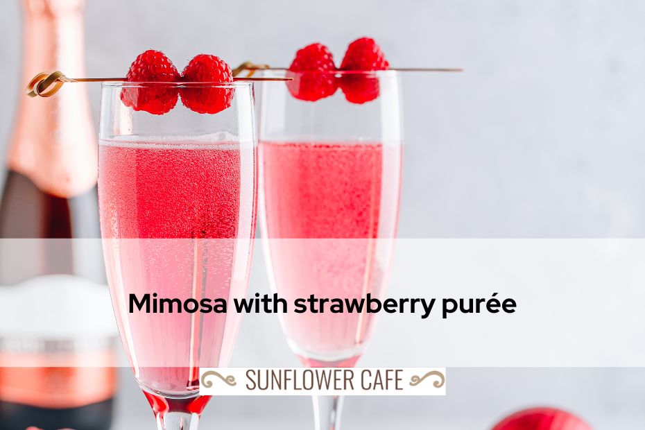Mimosa with strawberry purée